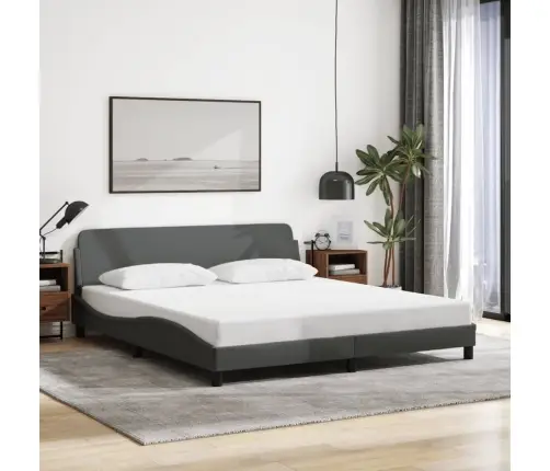 Gulta Bez Matrača, Tumši Pelēks, 180X200 Cm, Audums Vidaxl