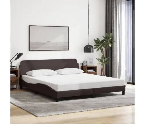 Gulta Bez Matrača, Tumši Brūns, 180X200 Cm, Audums Vidaxl