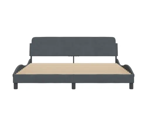 Gulta Bez Matrača, Tumši Pelēks, 180X200 Cm, Samts Vidaxl