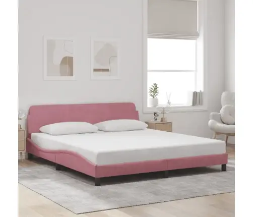 Gultas Rāmis Ar Galvgali Bez Matrača, Rozā Samts, 180X200 Cm Vidaxl