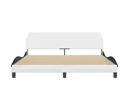 Gultas Rāmis Ar Galvgali, Balts, Melns, 180X200Cm, Mākslīgā Āda Vidaxl