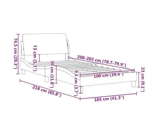 Gultas Rāmis, Dover, Tumši Pelēks, 100X203 Cm, Samts Vidaxl