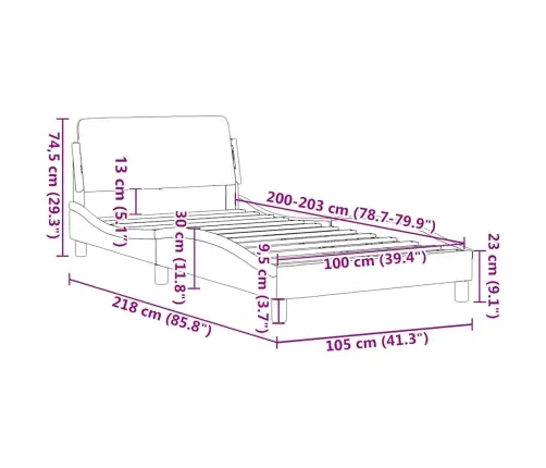 Voodiraam Dover, Must, 100X203 cm Kunstnahk