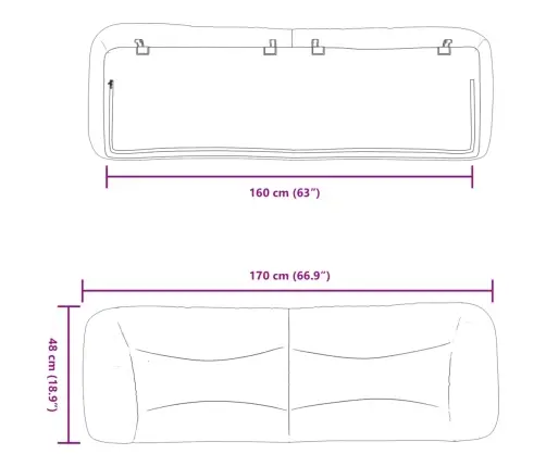 Voodipeatsi Padi Hvar, Tumehall, 160 cm Kangas