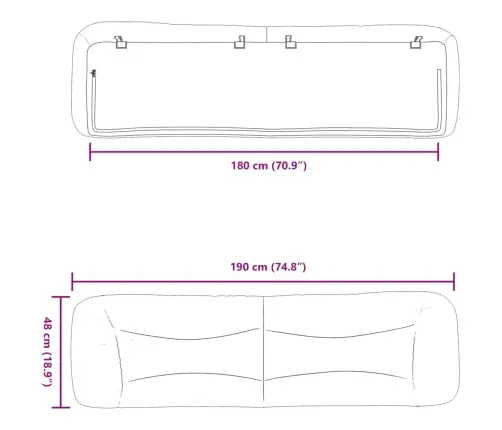 Galvgaļa Spilvens, Balts, 180 Cm, Mākslīgā Āda Vidaxl