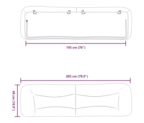 Galvūgalio Pagalvėlė, Hvar, Baltos Spalvos, 193cm Dirbtinė Oda