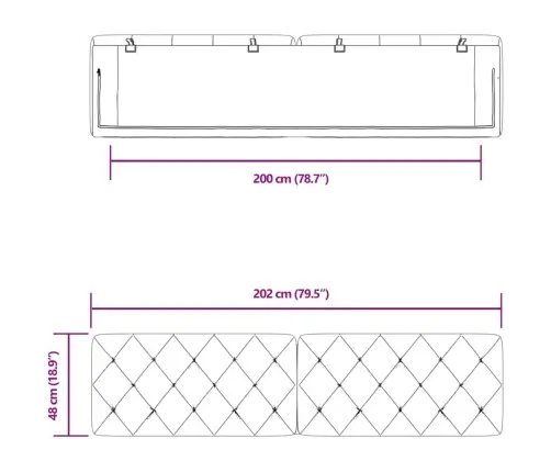 Voodipeatsi Padi, Tumehall, 200 cm Samet