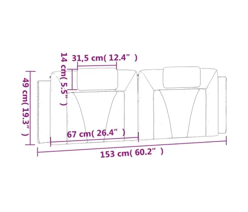 Galvgaļa Spilvens, Balts, 152 Cm, Mākslīgā Āda Vidaxl Galvgaļa Spilvens, Balts, 152 Cm, Mākslīgā Āda Vidaxl