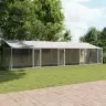 Suņu Būris Ar Jumtu Un Durvīm, Pelēks, 8X2X2 M, Cinkots Tērauds Vidaxl