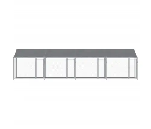 Suņu Būris Ar Jumtu Un Durvīm, Pelēks, 8X2X2 M, Cinkots Tērauds Vidaxl