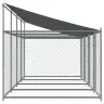 Suņu Būris Ar Jumtu Un Durvīm, Pelēks, 8X2X2 M, Cinkots Tērauds Vidaxl