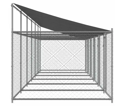 Narvas Šunims Su Stogu Ir Durimis, Pilkas, 12X2X2M, Plienas