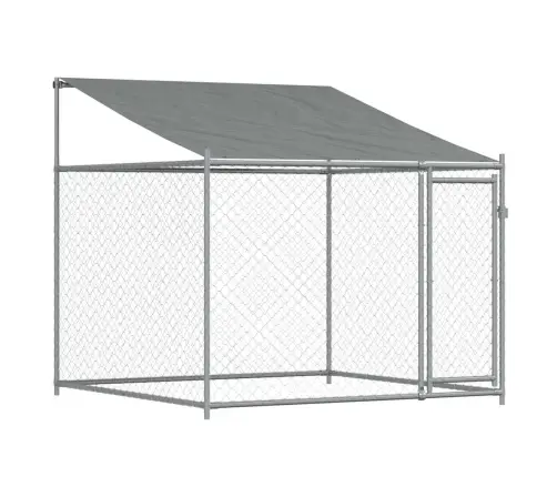 Narvas Šunims Su Stogu Ir Durimis, Pilkas, 12X2X2M, Plienas