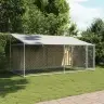 Suņu Būris Ar Jumtu Un Durvīm, Pelēks, 4X2X2 M, Cinkots Tērauds Vidaxl