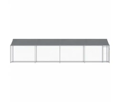 Suņu Būris Ar Jumtu Un Durvīm, Pelēks, 8X2X2 M, Cinkots Tērauds Vidaxl