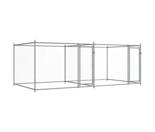 Suņu Būris Ar Durvīm, Pelēks, 4X2X1,5 M, Cinkots Tērauds Vidaxl