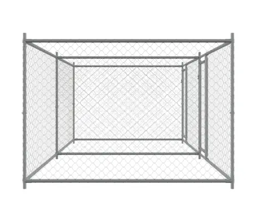 Suņu Būris Ar Durvīm, Pelēks, 4X2X1,5 M, Cinkots Tērauds Vidaxl