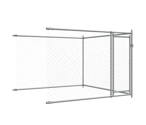 Suņu Būris Ar Durvīm, Pelēks, 4X2X1,5 M, Cinkots Tērauds Vidaxl