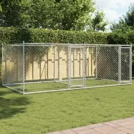 Suņu Būris Ar Durvīm, Pelēks, 4X2X1,5 M, Cinkots Tērauds Vidaxl Suņu Būris Ar Durvīm, Pelēks, 4X2X1,5 M, Cinkots Tērauds Vidaxl