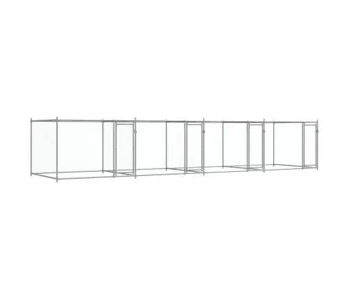 Suņu Būris Ar Durvīm, Pelēks, 8X2X1,5 M, Cinkots Tērauds Vidaxl