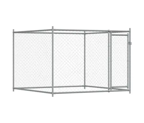 Suņu Būris Ar Durvīm, Pelēks, 8X2X1,5 M, Cinkots Tērauds Vidaxl