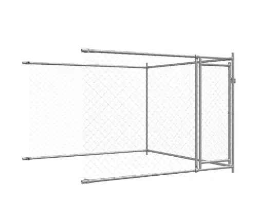 Suņu Būris Ar Durvīm, Pelēks, 8X2X1,5 M, Cinkots Tērauds Vidaxl