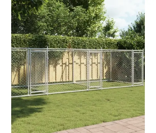 Suņu Būris Ar Durvīm, Pelēks, 8X2X1,5 M, Cinkots Tērauds Vidaxl