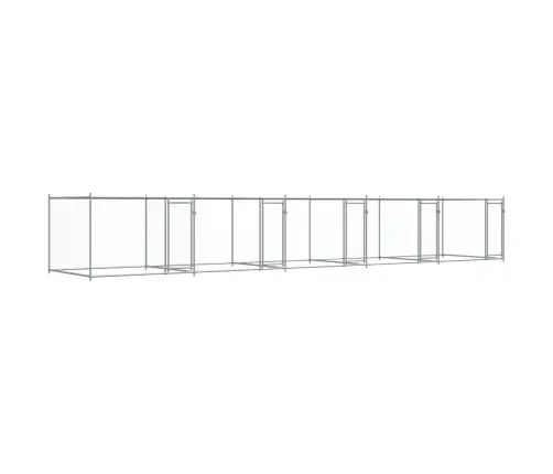 Suņu Būris Ar Durvīm, Pelēks, 10X2X1,5 M, Cinkots Tērauds Vidaxl
