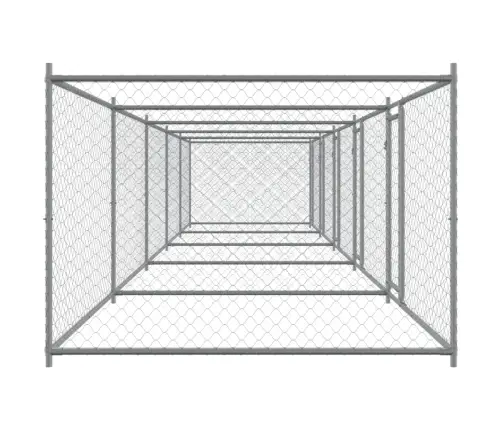 Suņu Būris Ar Durvīm, Pelēks, 10X2X1,5 M, Cinkots Tērauds Vidaxl