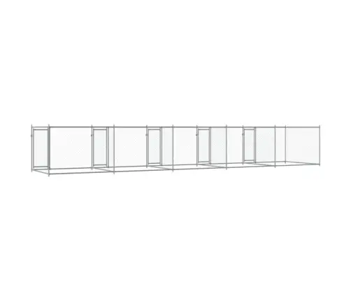 Suņu Būris Ar Durvīm, Pelēks, 10X2X1,5 M, Cinkots Tērauds Vidaxl