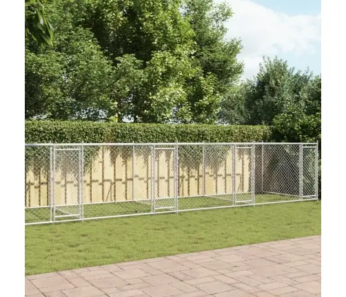 Suņu Būris Ar Durvīm, Pelēks, 10X2X1,5 M, Cinkots Tērauds Vidaxl