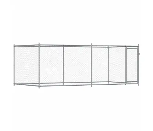 Suņu Būris Ar Durvīm, Pelēks, 4X2X1,5 M, Cinkots Tērauds Vidaxl