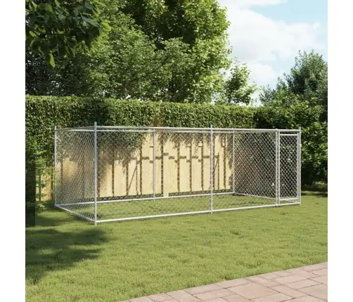Suņu Būris Ar Durvīm, Pelēks, 4X2X1,5 M, Cinkots Tērauds Vidaxl