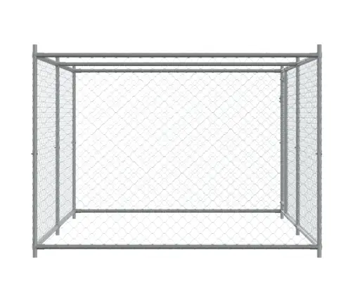 Suņu Būris Ar Durvīm, Pelēks, 4X2X1,5 M, Cinkots Tērauds Vidaxl