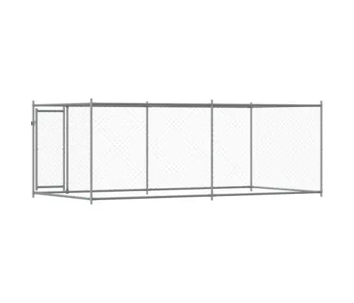 Suņu Būris Ar Durvīm, Pelēks, 4X2X1,5 M, Cinkots Tērauds Vidaxl