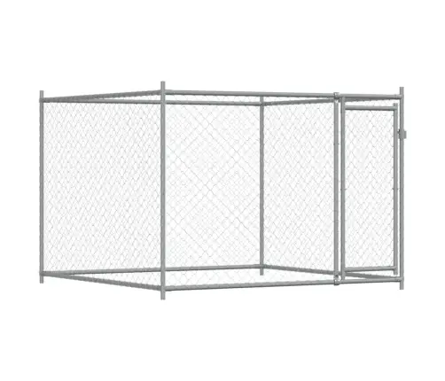 Suņu Būris Ar Durvīm, Pelēks, 4X2X1,5 M, Cinkots Tērauds Vidaxl