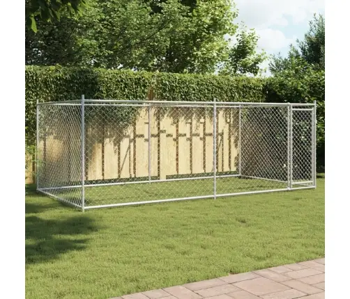 Suņu Būris Ar Durvīm, Pelēks, 4X2X1,5 M, Cinkots Tērauds Vidaxl