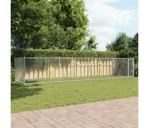 Suņu Būris Ar Durvīm, Pelēks, 8X2X1,5 M, Cinkots Tērauds Vidaxl