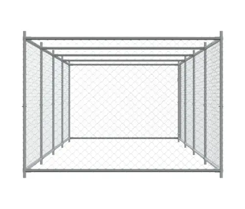 Suņu Būris Ar Durvīm, Pelēks, 8X2X1,5 M, Cinkots Tērauds Vidaxl