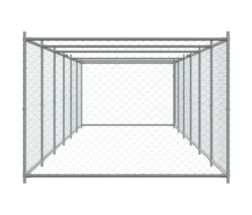 Suņu Būris Ar Durvīm, Pelēks, 12X2X1,5 M, Cinkots Tērauds Vidaxl