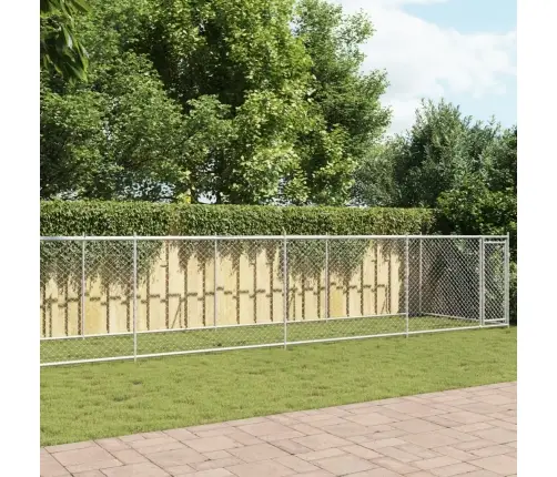 Suņu Būris Ar Durvīm, Pelēks, 12X2X1,5 M, Cinkots Tērauds Vidaxl