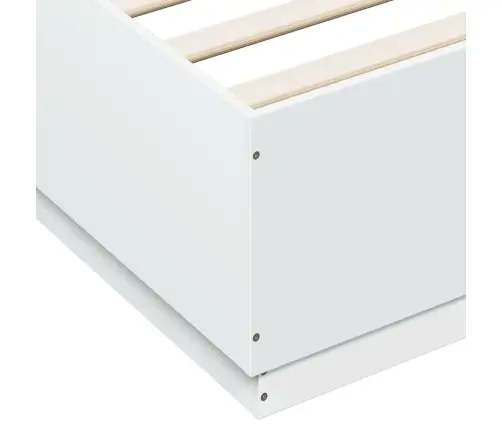 Gultas Rāmis Ar Led, 200X200 Cm, Inženierijas Koks, Balts Vidaxl