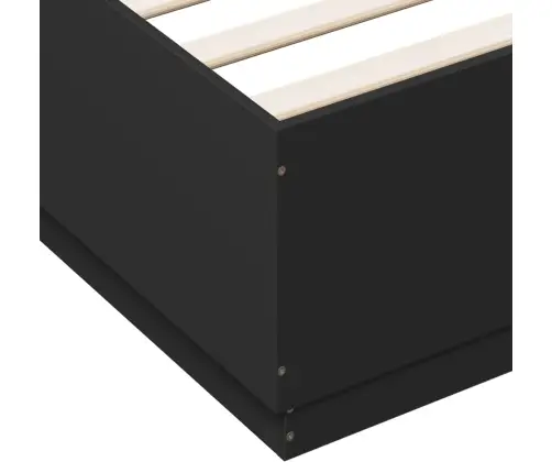 Gultas Rāmis Ar Led, Melns, 200X200 Cm, Inženierijas Koks Vidaxl