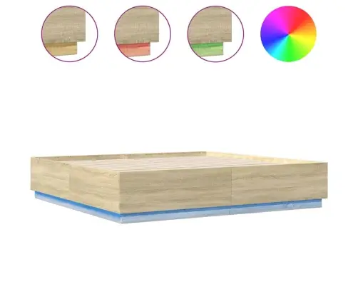 Lovos Rėmas Su Led, Ąžuolo, 200X200cm Apdirbta Mediena