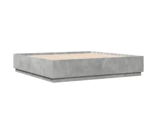 Voodiraam Led-Tuledega, Betoonhall, 200X 200 cm Tehispuit