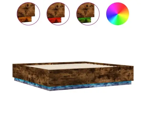 Lovos Rėmas Su Led, Dūminio Ąžuolo, 200X200cm Apdirbta Mediena