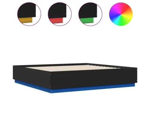 Voodiraam Led-Tuledega, Must, 180X200 cm Tehispuit