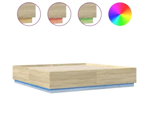 Gultas Rāmis Ar Led, Ozola, 180X200 Cm, Inženierijas Koks Vidaxl