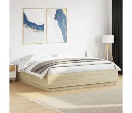 Gultas Rāmis Ar Led, Ozola, 180X200 Cm, Inženierijas Koks Vidaxl