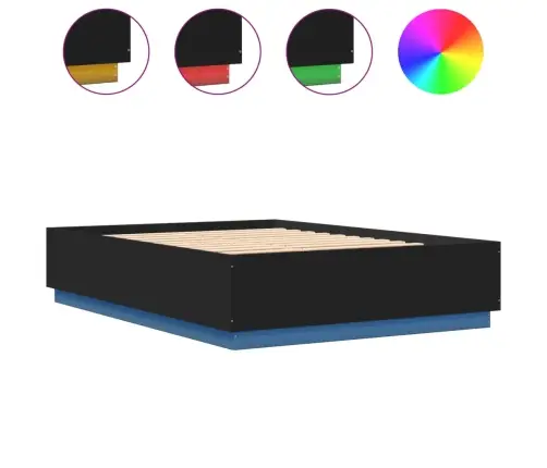 Voodiraam Lediga Must Kunstnahast 160 X 200 Cm